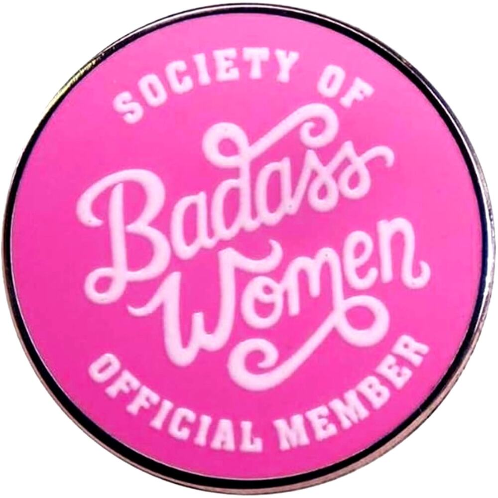 Society Of Badass Women Official Member Enamel Lapel Pin Brooch Pink Round Badge
